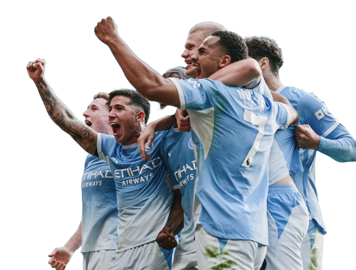 Manchester City players celebrating