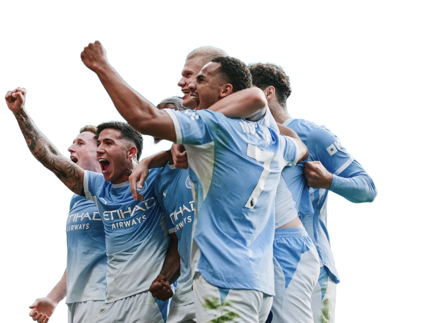 Manchester City players celebrating