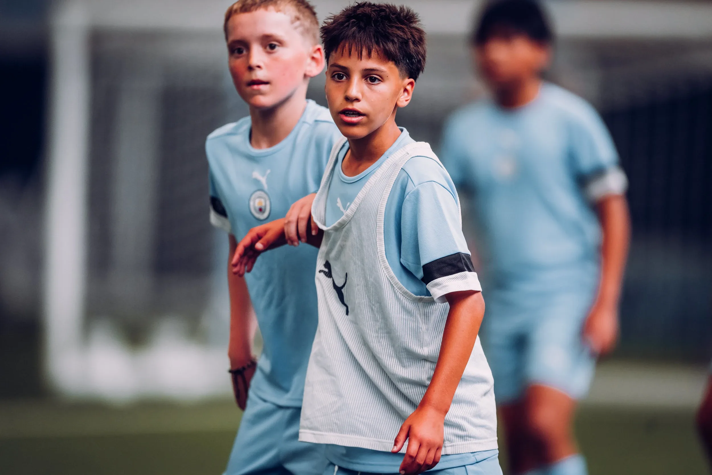 Young players training with Manchester City coaches